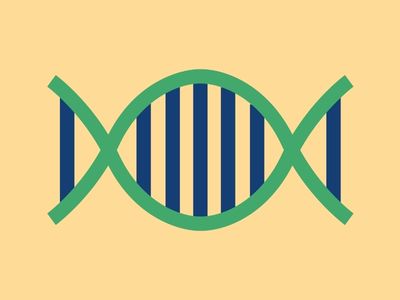 Green and blue DNA outline on yellow backgrounf